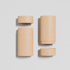oval paper tube packaging mockup, cylindrical kraft paper box container mockup, Sustainable rigid cardboard paper Packaging, push up paper tube, recyclable oval deodorant stick twist up