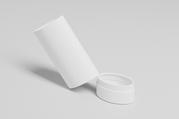 oval paper tube packaging mockup, elegent cylindrical white paper box container mockup, recyclable slim oval deodorant stick twist up, Sustainable rigid cardboard paper Packaging, push up paper tube