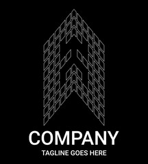 Real Estate Logo with outlined letter 'x'. Outline lowercase monogram. Perfect for t-shirts, sports cars, property, architecture, construction and buildings. The logo is formed by a grid of squares.