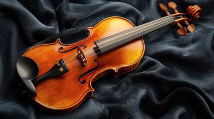 Fototapeta premium Classic violin on dark fabric