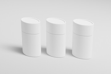 cylindrical cosmetic paper box container mockup, oval paper tube packaging mockup, small recyclable oval deodorant stick twist up, Sustainable rigid cardboard paper Packaging, push up paper tube