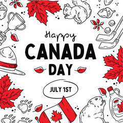 Happy Canada Day on July 1 red greeting Instagram post