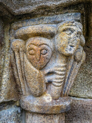 DETAIL OF THE ROMANESQUE CHURCH OF SANTIAGO IN ALLARIZ LOCATED IN THE OLD TOWN IN THE MAIN SQUARE