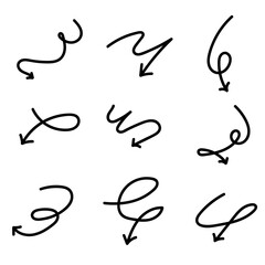 Scribble Arrows – Black Hand-Drawn Abstract Direction Symbols