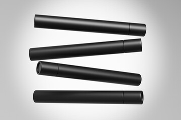 black paper tube packaging mockup, slim cylindrical Incense paper tube box, Sustainable rigid cardboard paper Packaging, tall Joss Sticks packaging mockup, kraft paper stick twist up container mockup