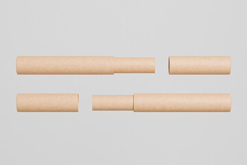 slim paper tube packaging mockup, cylindrical Incense paper tube box, Sustainable rigid cardboard paper Packaging, tall Joss Sticks packaging mockup, kraft paper stick twist up container mockup