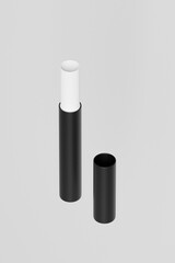 black paper tube packaging mockup, slim cylindrical Incense paper tube box, Sustainable rigid cardboard paper Packaging, tall Joss Sticks packaging mockup, kraft paper stick twist up container mockup