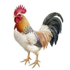 Colorful Rooster Standing Proudly on a Farm, Showcasing Vibrant Feathers and Unique Personality in a Natural Setting, Symbol of Agriculture and Rural Life
