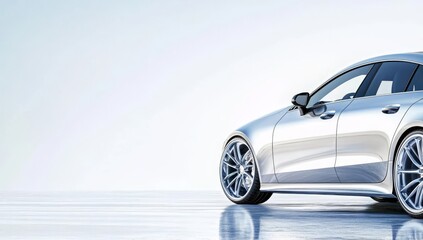 Eye-catching web banner featuring a silver car with ample copy space. 