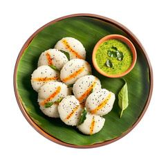 Soft Idli Served with Coconut Chutney