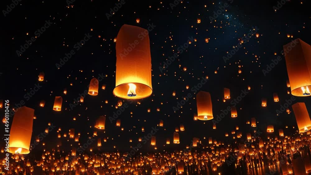 Aufkleber a large number of lit candles are floating in the air, creating a warm and inviting atmosphere. the 
