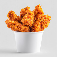 Delicious Fried Chicken Tenders in a White Bucket