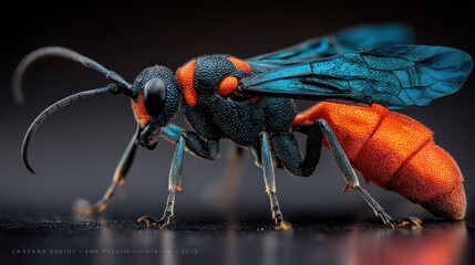 close up photo of wasp with beautiful colors