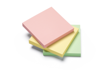 stack of colorful sticky notes isolated on transparent background.