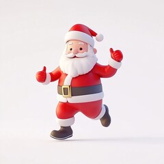 Obraz premium A standing cartoon character santa claus showing thumbs up isolated on a white background
