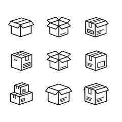 Shipping Box Icon Set. Various Cardboard Box Illustrations for Packaging Design
