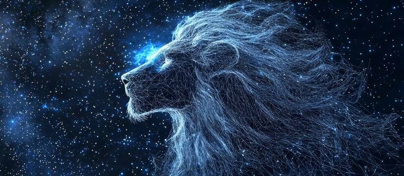 An artistic interpretation of Leo's zodiac sign using a wireframe design.