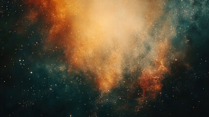 Cosmic Nebula Swirl Orange, Teal, and Blue Hues with Sparkling Stars
