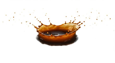 Dark liquid splash, isolated on white.  A perfect circular splash of dark liquid against a plain white background