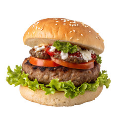 Lamb burger isolation on transparent background
