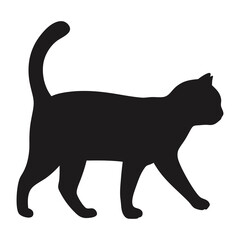 Black Cat Silhouette Walking Animal Mammal Pet Feline Domestic