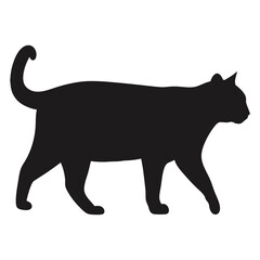 Mysterious Black Cat Silhouette Walking in Shadows Illustration Art