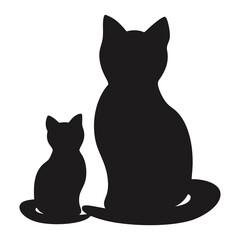An Illustration with an Adult Cat and a Kitten Silhouette