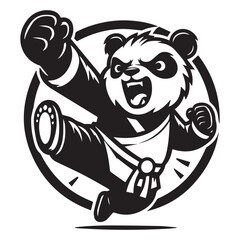 Hero Panda in Kungfu Stance – Bold Animal Logo Vector Illustration
