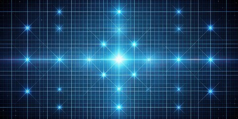 Fototapeta premium A grid pattern with bright star lights in a dark blue background, creating a sense of depth and celestial wonder