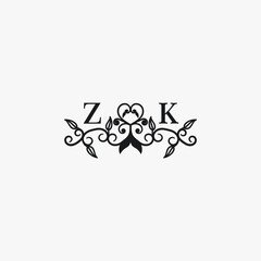 ZK Initials Wedding Logo Vector Art  Icons  and Graphics