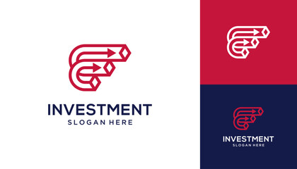 Investment with diagram growth arrow vector design inspiration.