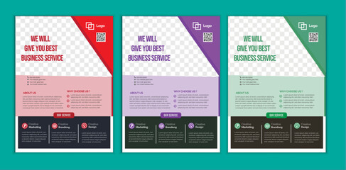  a bundle of 3 templates Business flyer design, in blue color, and modern design,marketing,business proposal, promotion, advertise, publication and editable vector template design