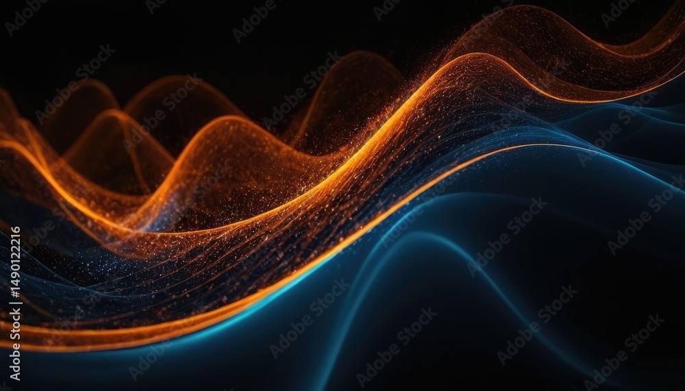 Poster 3d data technology background with flowing particles 1