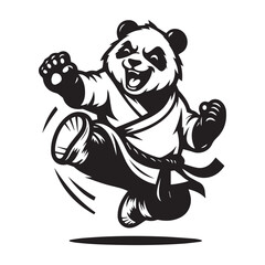 Hero Panda in Kungfu Stance – Bold Animal Logo Vector Illustration