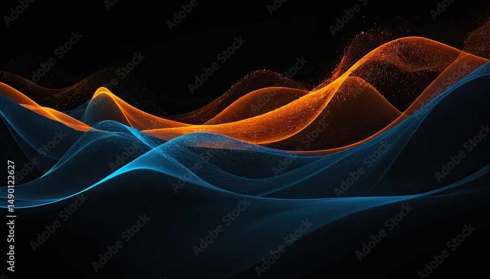 Poster 3d data technology background with flowing particles 3