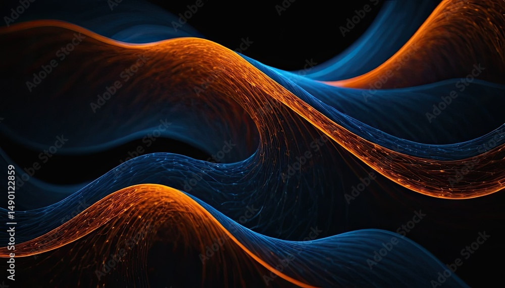 Poster 3d data technology background with flowing particles 5