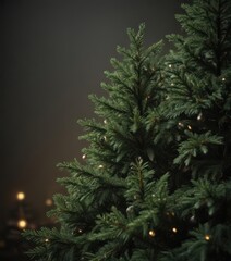 Dark green Christmas tree boughs, slightly blurred background ,  evergreen,  depth of field,  backdrop
