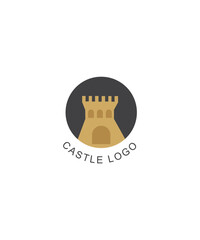 Castle logo line art icon vector illustration