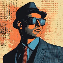Stylish man portrait retro art