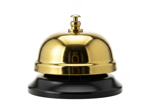 Golden service bell isolated on transparent background