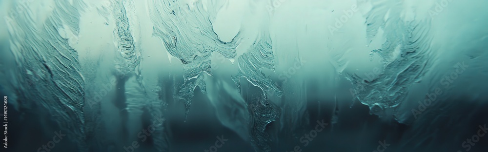 Poster subtle frozen lines and textures on a smooth glass background highlighting ethereal water patterns