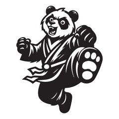 Martial Arts Panda Logo – Dynamic Kick Pose Vector Mascot