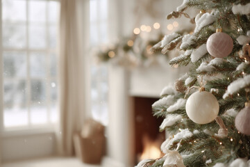 cozy christmas scene featuring warm soft lighting surrounding beautifully decorated ornaments on tree