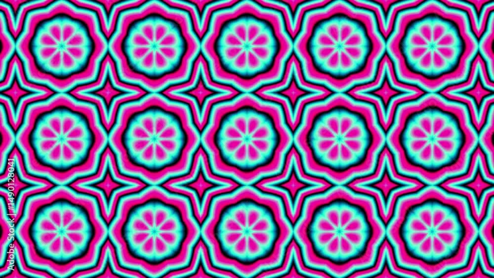 Leinwandbilder abstract loop floral pattern with a red and blue background video