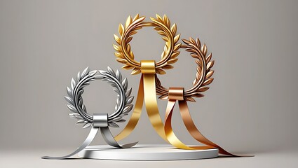 golden laurel wreath with ribbon