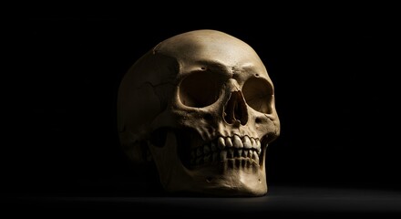 Human Skull Head Anatomy on Black Background