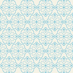 Floral Seamless Pattern with Vintage Design and Geometric Ornamental Style