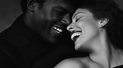 Happy couple laughing together