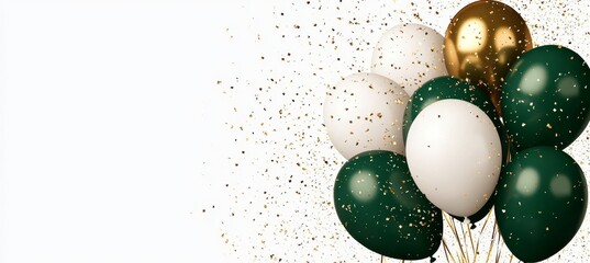 Elegant decoration featuring green and white balloons on a light background.