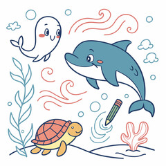 vector hand drawn childish set